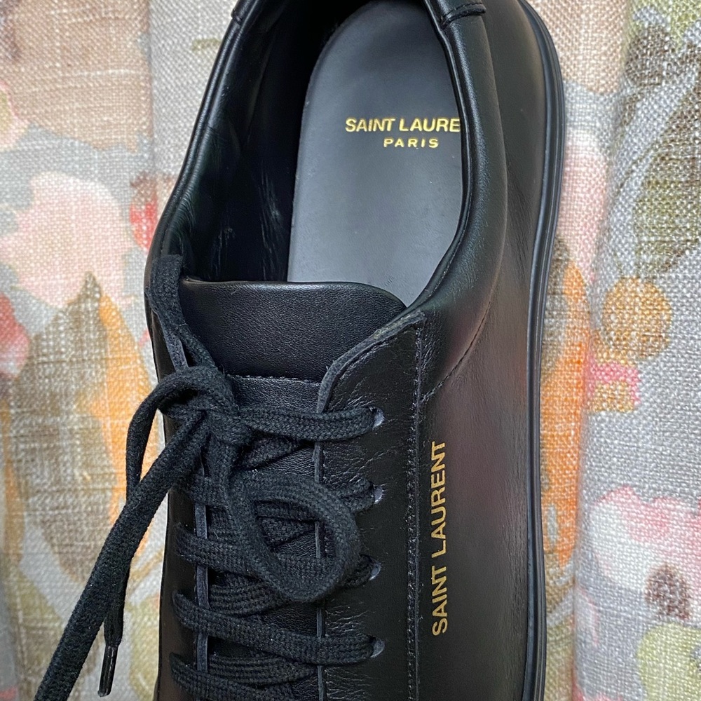 Saint Laurent Mens Andy Shoe Leather Size 12 Black EUC Retail $790.00 - Picture 12 of 13